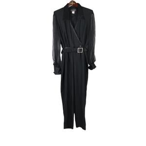 Vintage 90s J.R. Nites Black Sheer Sleeve Jumpsuit 10P